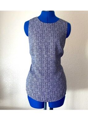 LOFT Black & White Zigzag Sleeveless Shell Top Size M